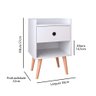 Kit Mesa de Cabeceira Compacta Retrô Mesinha Quarto Decore c/ Nicho - Off White / Freijó RPM Móveis - 4