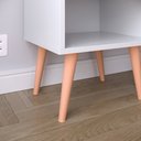 Ver imagem 5 de Kit Mesa de Cabeceira Compacta Retrô Mesinha Quarto Decore c/ Nicho - Off White / Freijó RPM Móveis