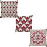 Kit 3 Capas de Almofadas Vector Vermelho Bege - 1