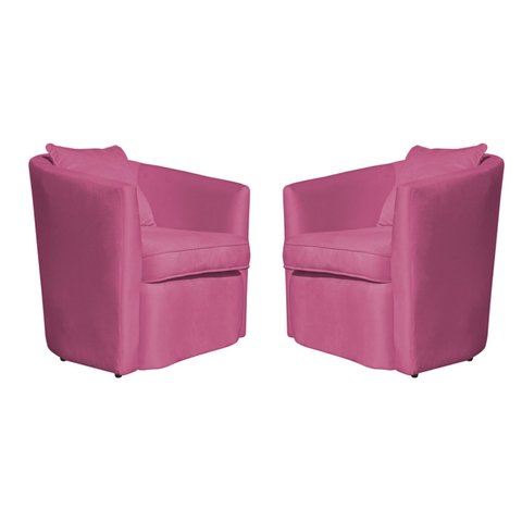 Kit 02 Poltrona Decorativa Recepção Escritório Veludo Alana Cor:pink