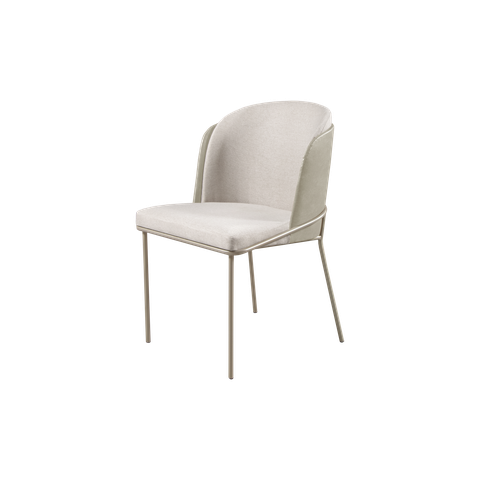 Cadeira de Jantar Aurora no Linho Palha e Metal Champanhe