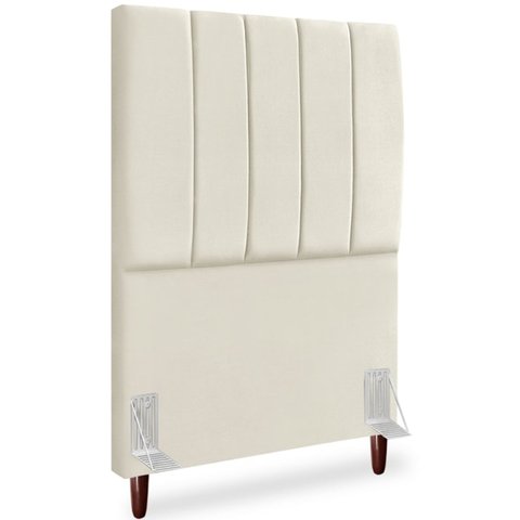 Cabeceira Solteiro 90cm Arlla Suede Bege Rm