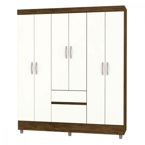 Guarda-roupa Casal em Mdp com 6 Portas e 2 Gavetas Vila Rica