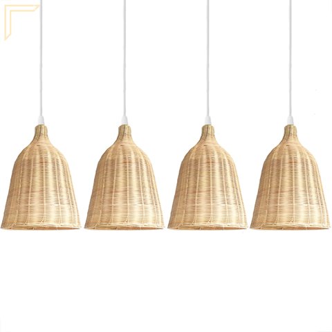 4 Pendente Fibra Natural Rattan Artesanal Restaurante Nat14