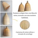Ver imagem 3 de 4 Pendente Fibra Natural Rattan Artesanal Restaurante Nat14