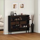 Ver imagem 3 de Sapateira Preta Madeira Horizontal Organizadora 4 Portas Mikka Idimex