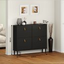 Ver imagem 5 de Sapateira Preta Madeira Horizontal Organizadora 4 Portas Mikka Idimex