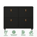 Ver imagem 4 de Sapateira Preta Madeira Horizontal Organizadora 4 Portas Mikka Idimex