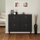 Ver imagem 1 de Sapateira Preta Madeira Horizontal Organizadora 4 Portas Mikka Idimex
