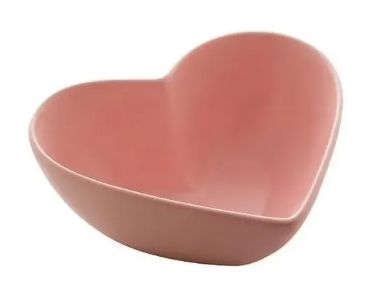 Bowl Decorativo De Cerâmica Heart Rosa 14x13x5cm LYOR