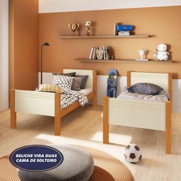 Beliche Solteiro Alaska para Colchão até 0,88m Conquista Móveis Cinamo/off - 5