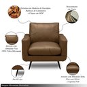 Ver imagem 3 de Conjunto Sala de Estar Decorativo Paloma 1 Sofá 3 Lugares 223cm 1 Poltrona Pés em Aço Couro Marrom C