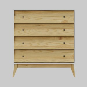 Cômoda 4 Gavetas Retrô Angle Madeira /mdf Branco /pinus Nuv