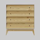 Ver imagem 1 de Cômoda 4 Gavetas Retrô Angle Madeira /mdf Branco /pinus Nuv