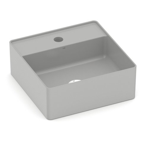 Cuba de Apoio Quadrada com Mesa 350x350 Design 3D Cinza/Stone Celite