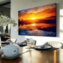 Ver imagem 2 de Quadro Decorativo por do Sol para Sala em Tecido Canvas Grande 55x100