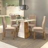 Mesa de Jantar Gris 90x90 Tronco Ripado/creme com 4 Cadeiras Manuela Tronco Ripado/veludo Caqui - Pr - 2