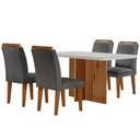 Ver imagem 2 de Sala de Jantar Mesa Olímpia 120cm Mdf Vidro Canto Copo com 4 Cadeiras Athenas Moderna