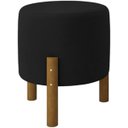 Ver imagem 2 de Kit 2 Puff Redondo Luxo Decorativo Charme Thor com Pés de Madeira Suede Preto - Pc Móveis