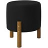 Kit 2 Puff Redondo Luxo Decorativo Charme Thor com Pés de Madeira Suede Preto - Pc Móveis - 2