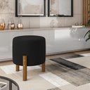 Ver imagem 4 de Kit 2 Puff Redondo Luxo Decorativo Charme Thor com Pés de Madeira Suede Preto - Pc Móveis