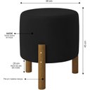 Ver imagem 3 de Kit 2 Puff Redondo Luxo Decorativo Charme Thor com Pés de Madeira Suede Preto - Pc Móveis