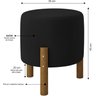 Kit 2 Puff Redondo Luxo Decorativo Charme Thor com Pés de Madeira Suede Preto - Pc Móveis - 3