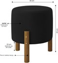 Ver imagem 3 de Kit 2 Puff Redondo Luxo Decorativo Charme Thor com Pés de Madeira Suede Preto - Pc Móveis