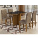 Ver imagem 1 de Conjunto Sala de Jantar Mesa Irlanda Tampo MDF/Vidro 120cm 4 Cadeiras Irlanda Rufato