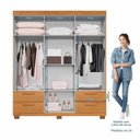 Ver imagem 5 de Guarda-Roupa Casal 6 Portas 4 Gavetas 100% MDF Flórida Yescasa Marrom/Cinamomo