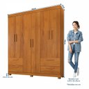 Ver imagem 3 de Guarda-Roupa Casal 6 Portas 4 Gavetas 100% MDF Flórida Yescasa Marrom/Cinamomo