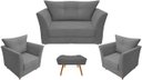 Ver imagem 1 de Kit Namoradeira + 2 Poltronas Decorativa Isis + 1 Puff Retangular Suede Cinza Pés Madeira Mz Decor
