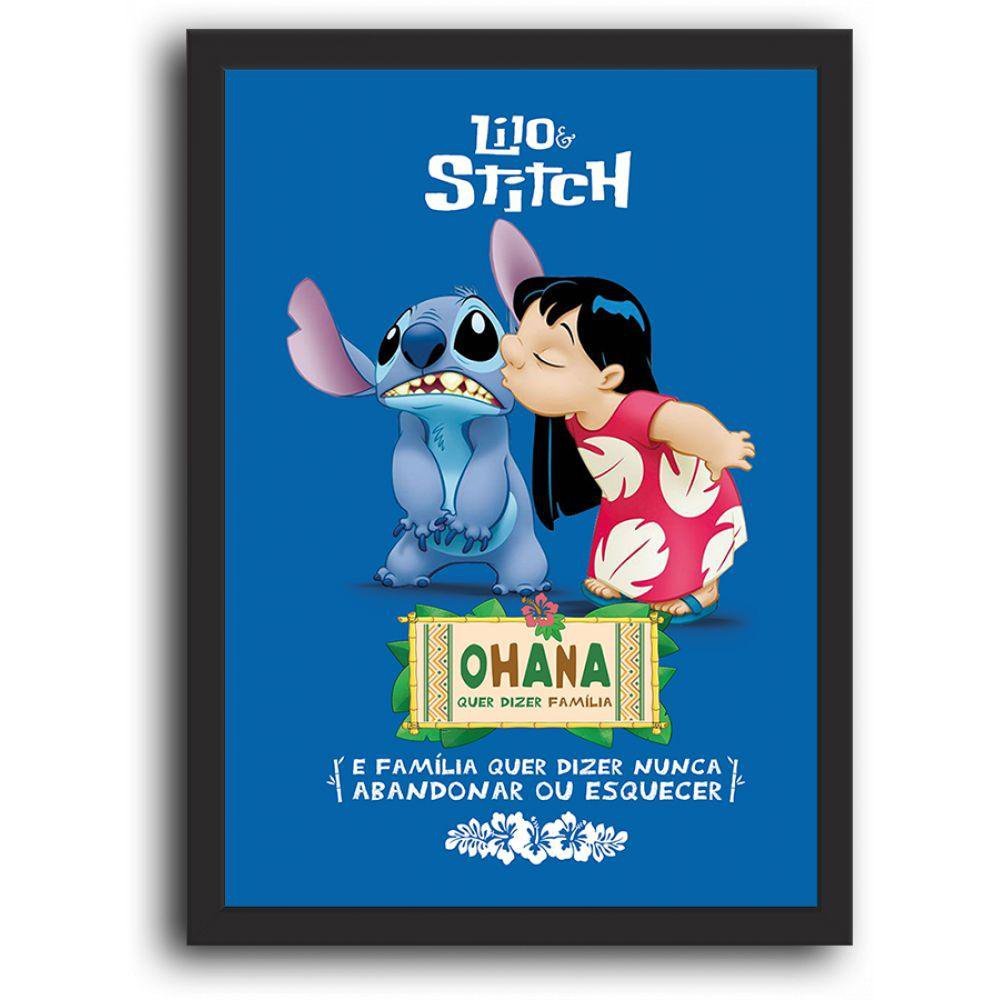 Quadro com Moldura Lilo e Stitch: Ohana | MadeiraMadeira