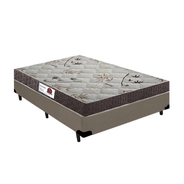 Cama Box Casal Colchão Top Line Mola Bonnel + Box Sintético Bege Serra Negra 63x138x188