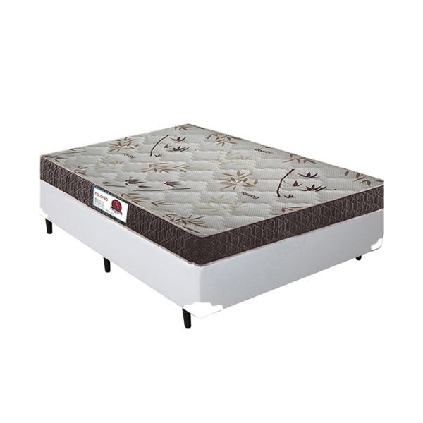 Cama Box Casal Colchão Top Line Mola Bonnel + Box Sintético Branco Serra Negra 63x138x188