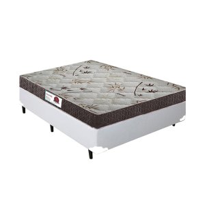 Cama Box Casal Colchão Top Line Mola Bonnel + Box Sintético Branco Serra Negra 63x138x188