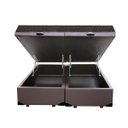 Ver imagem 1 de Cama Box Baú King Colchão Espuma D45 Bordado + Box Bipartido Sintético Marrom Serra Negra 67x193x203