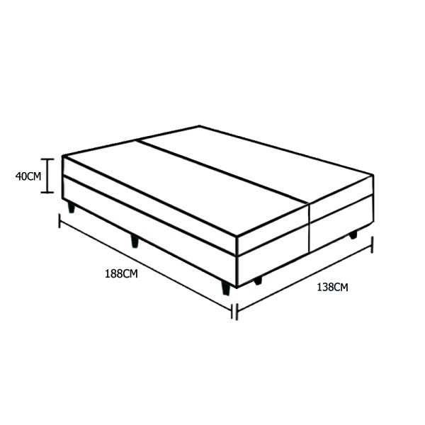 Base Box Baú Bipartido Casal Suede Bege 40x138x188 Serra Negra - 4