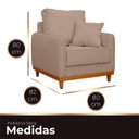Ver imagem 7 de Kit Poltrona e Sofa Sena 2 Lugar Base de Madeira para Sala Hotel Linho Bege