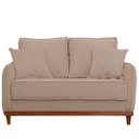 Ver imagem 4 de Kit Poltrona e Sofa Sena 2 Lugar Base de Madeira para Sala Hotel Linho Bege