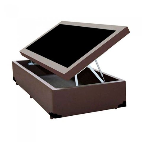 Base Box Baú Solteiro Sintético Marrom 41x88x188 Serra Negra