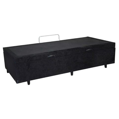 Base Box Baú Solteiro Suede Preto 40x88x188 Serra Negra