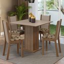 Ver imagem 1 de Conjunto Sala de Jantar Mesa Tampo de Madeira 4 Cadeiras Rustic/crema/bege Marrom Alana Madesa