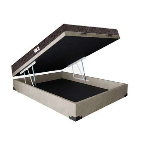 Cama Box Baú Casal Colchão Top Line Mola Bonnel + Box Suede Bege Serra Negra 63x138x188