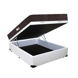 Cama Box Baú Casal Colchão Top Line Mola Bonnel + Box Sintético Branco Serra Negra 63x138x188 - 1