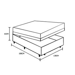 Cama Box Baú Casal Colchão Top Line Mola Bonnel + Box Sintético Branco Serra Negra 63x138x188 - 6