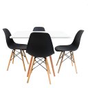 Ver imagem 1 de Conjunto Mesa Jantar Quadrada Eiffel 80cm Branca Mdf + 4 Cadeiras Charles Eames Pretas