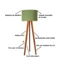 Ver imagem 6 de Luminária de Chão Tripé Delta com Cúpula Abajur Verde/nature