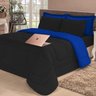 Kit Edredom Elegance Casal Queen + Jogo de Lençol 06 pçs Aconchego Dupla Face Preto e Azul Cotex - 1