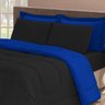 Kit Edredom Elegance Casal Queen + Jogo de Lençol 06 pçs Aconchego Dupla Face Preto e Azul Cotex - 3